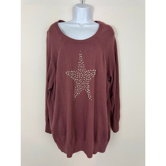 Torrid Mauve Star Pearl Embellished Sweater Size 3 (3X) - Picture 1 of 7